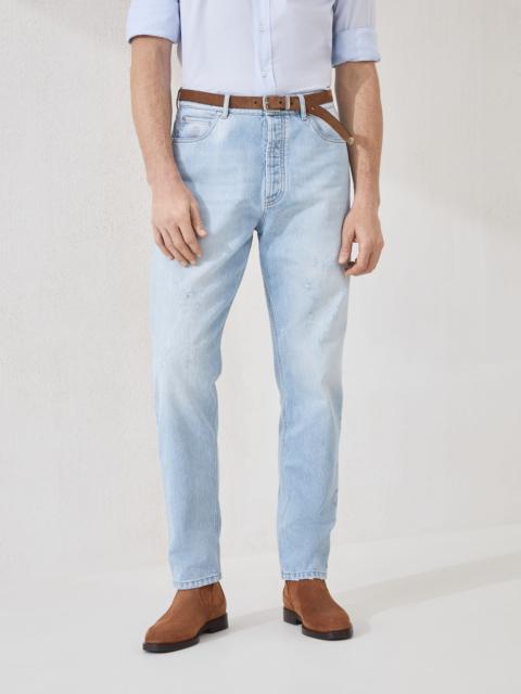 Brunello Cucinelli Denim iconic fit five-pocket trousers with rips