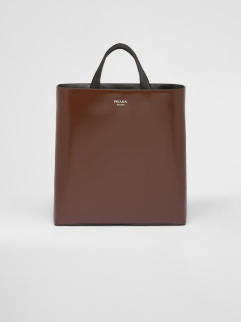Prada Brushed leather tote with water bottle