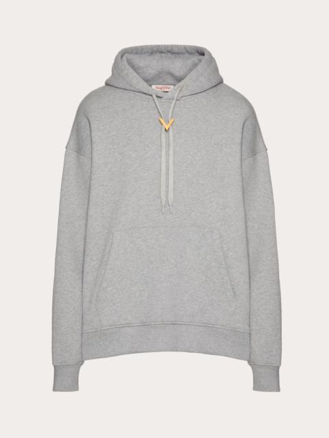 Valentino COTTON HOODED SWEATSHIRT WITH METALLIC V DETAIL