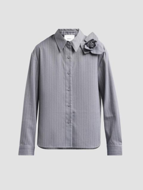 AKNVAS Women's Flor 3D Rose Pinstripe Top - Grey White