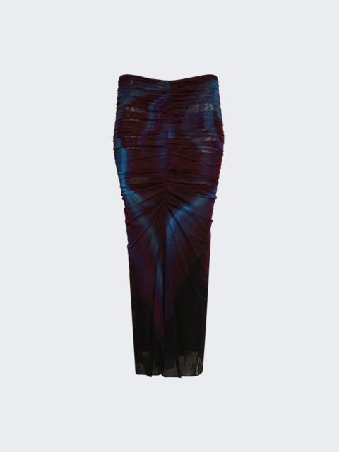 MUGLER Floral Print Mesh Skirt Blue And Red