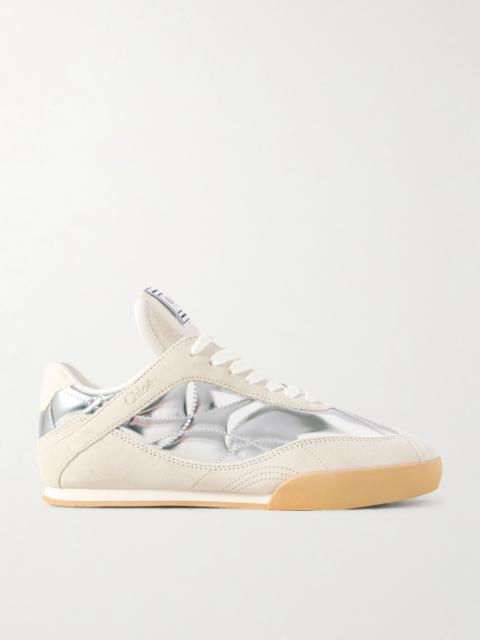 Chloé Kick suede and metallic leather sneakers Silver