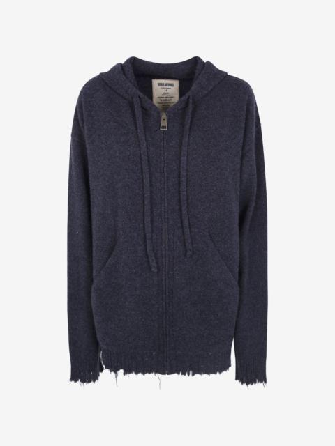 UMA WANG distressed zip-up hoodie