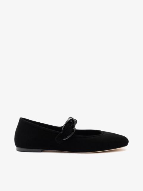 Larroudé Verona Ballet Flat In Black Suede