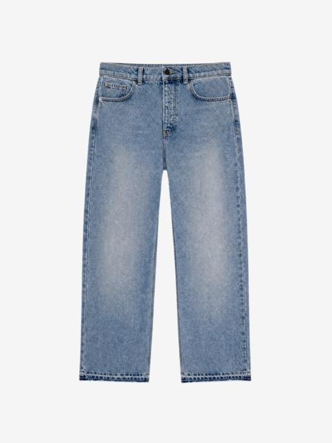 The Kooples LIGHT BLUE STRAIGHT-LEG JEANS WITH RAW-EDGE HEMS