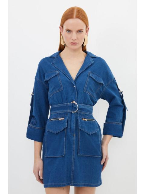 KAREN MILLEN Denim Woven Shirt Mini Dress