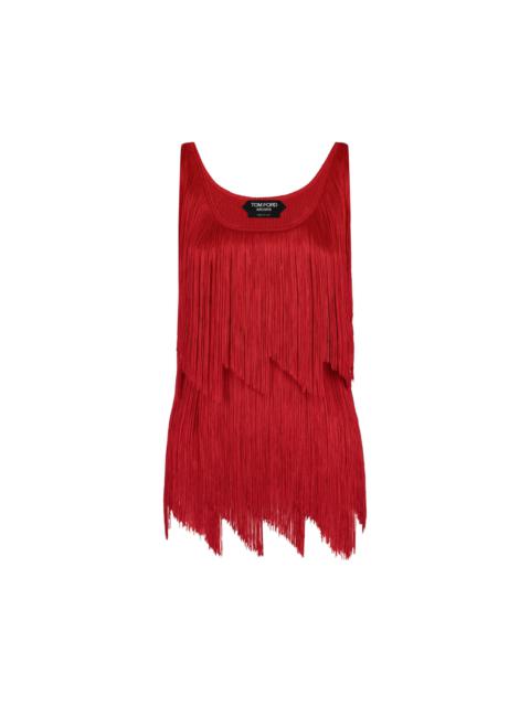 STRETCH VISCOSE FRINGE TANK TOP