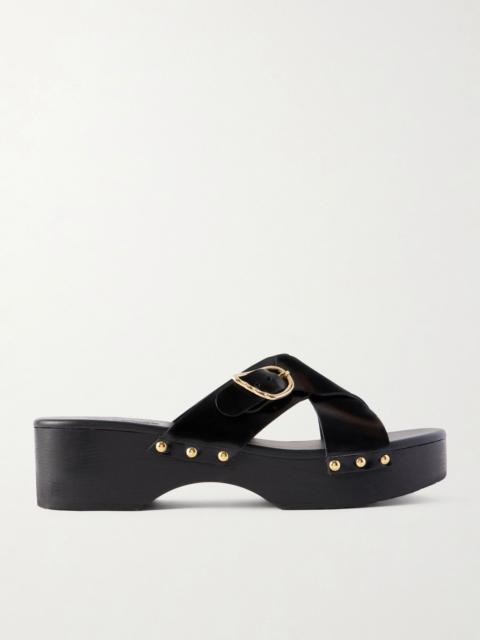ANCIENT GREEK SANDALS Marilisa Sabot studded leather clogs Black