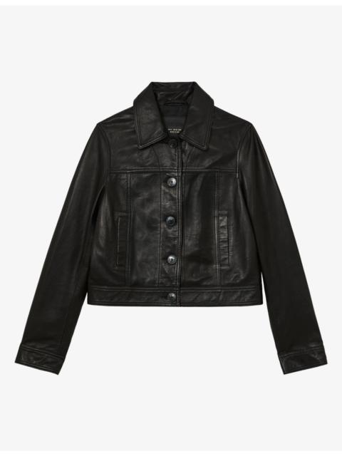 REISS Callie Cropped Leather Jacket