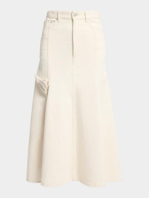 Erdem Tulip Applique Fluted Denim Midi Skirt