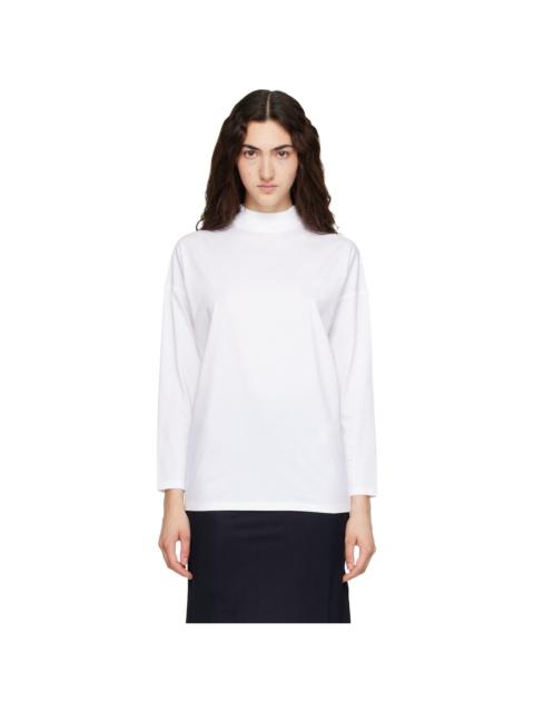 Jil Sander White Long Sleeves Mock Neck Boxy Fit T-shirt