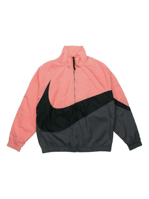 Nike Men's Sports Jacket Stand Collar Color Block 'Black Gray Pink' AR3133-668