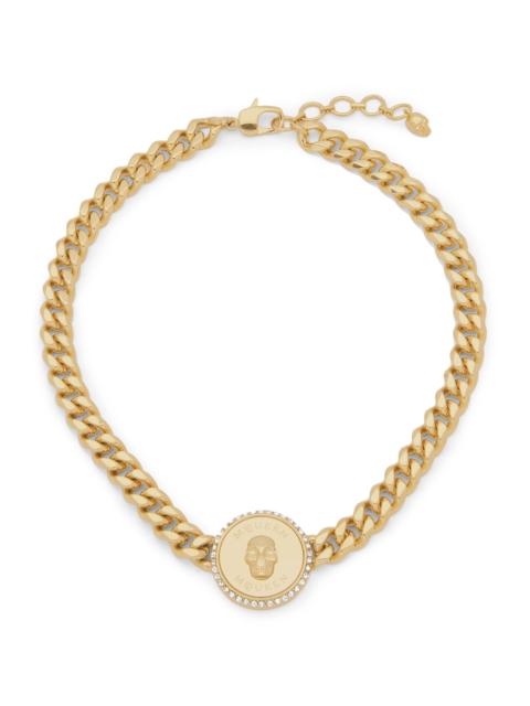 Alexander McQueen Women's Sovereign Goldtone & Crystal Skull Choker - Dark Marine