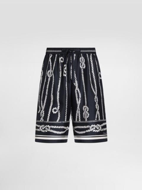 Dolce & Gabbana Marina-print silk twill vanity bermuda shorts