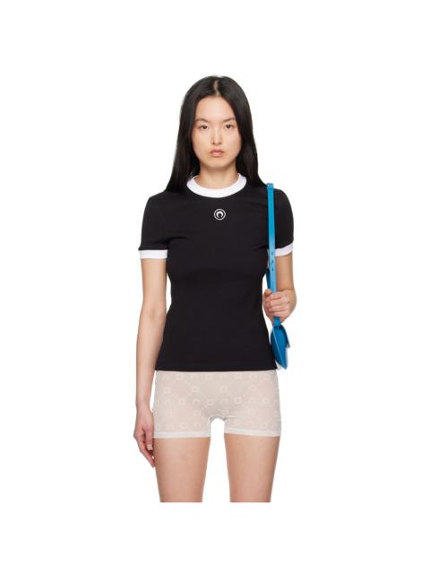 Marine Serre Black Moon Logo Jersey Fitted T-Shirt