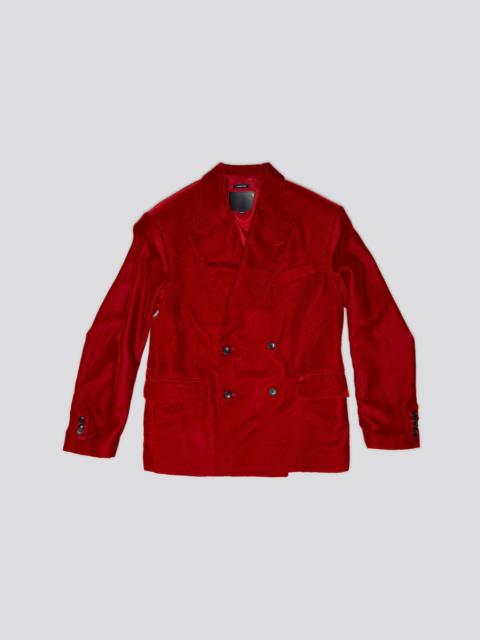 R13 OVERSIZED RAGGED BLAZER - RED VELVET