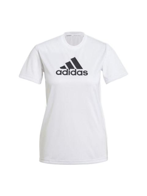 adidas (WMNS) adidas Primeblue Designed 2 Move Logo Sport T-Shirt Asia Sizing 'White Black' GL3821