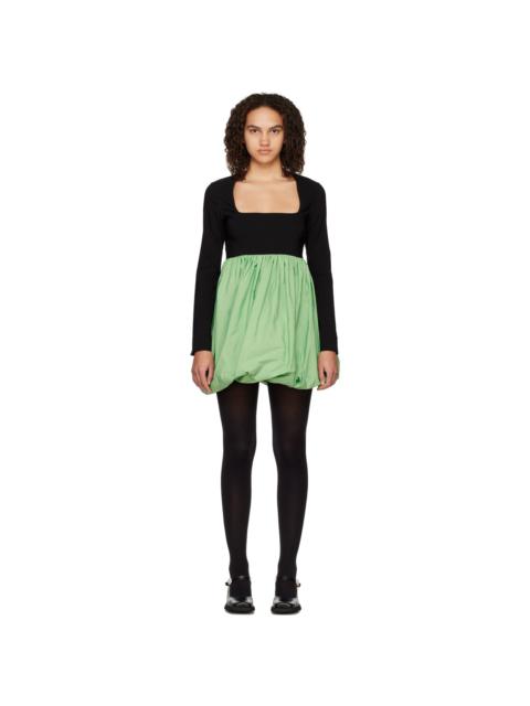 GANNI Black & Green Balloon Minidress