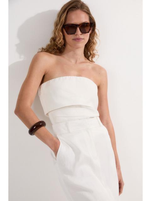 KAREN MILLEN Linen Viscose Woven Bandeau Top With Ruched Side Detail