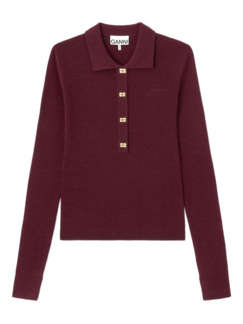 GANNI buttoned collared knitwear