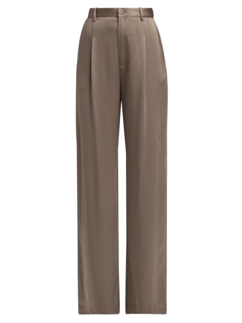 LAPOINTE Women's Pleated Satin Relaxed-Fit Pants - Cinder
