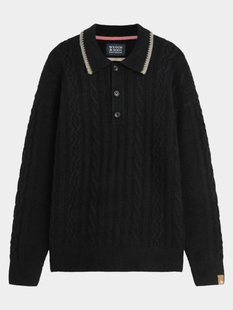 SCOTCH & SODA Men's Cable-Knit Wool-Blend Polo Sweater