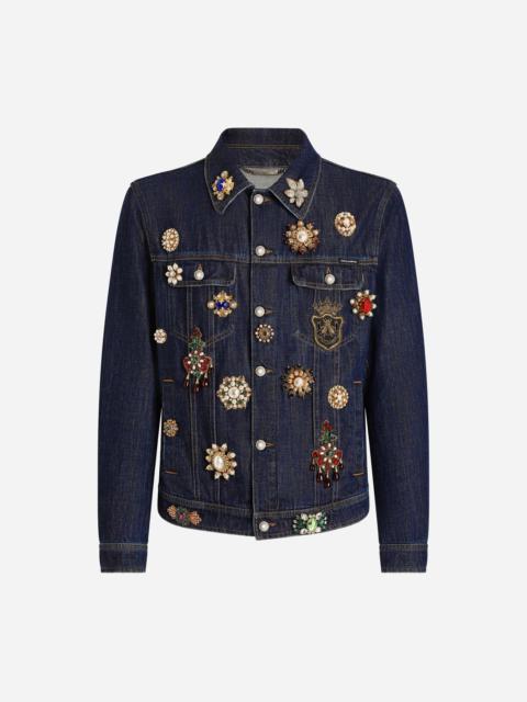 Dolce & Gabbana Cotton denim jacket with bejeweled detailing