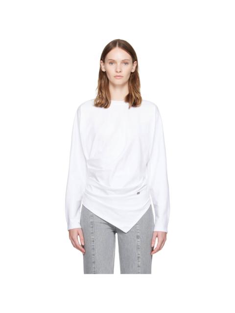 GANNI White Draped Jersey T-shirt