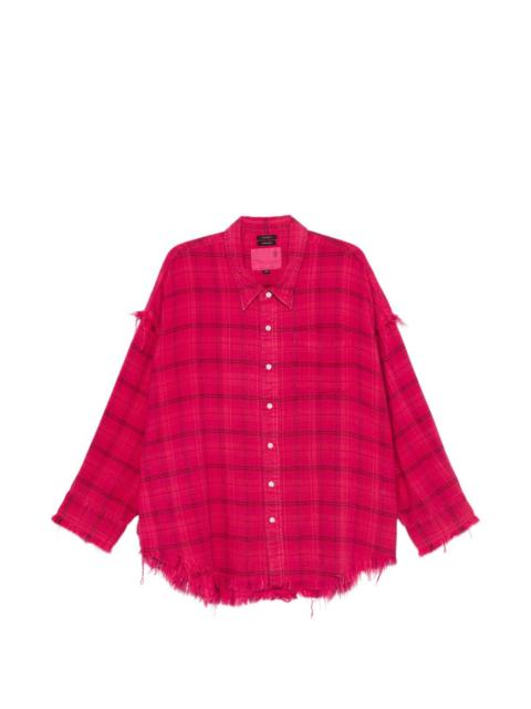 R13 frayed plaid shirt