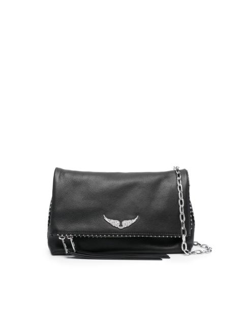 logo-plaque leather shoulder bag