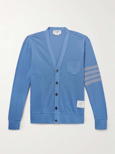 Thom Browne Logo-Appliquéd Striped Cotton-Piqué Cardigan