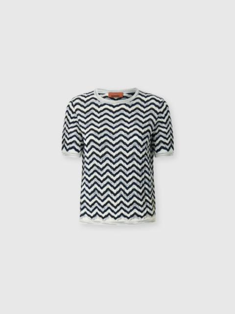 Missoni Short-sleeve wool and viscose top with wave motif