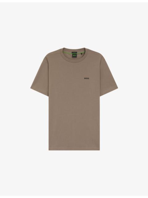 BOSS Brand-Print Regular-Fit Stretch-Cotton T-Shirt