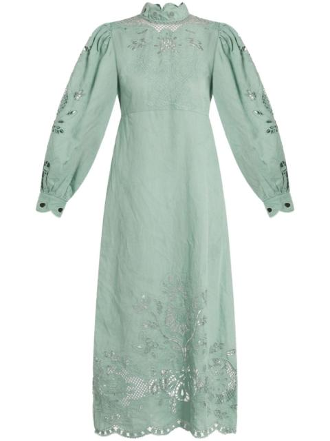 FARM RIO embroidered midi dress
