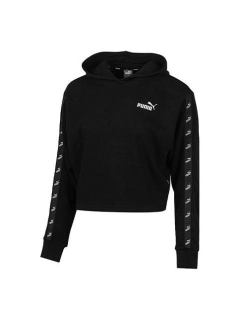 (WMNS) PUMA Amplified Cropped Tr Hoodie 'Black White' 586592-01