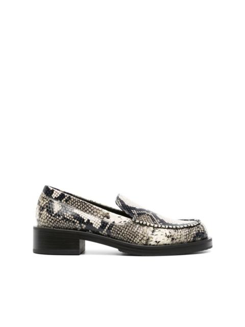 Stuart Weitzman snakeskin-effect leather loafers