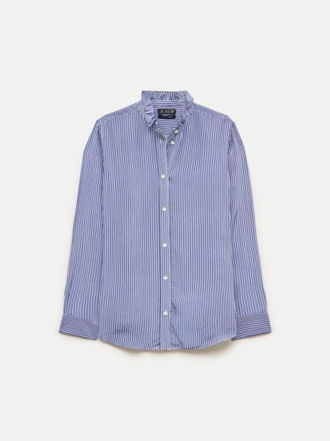 J.CREW Jules ruffle-collar button-up shirt in striped crepe de chine