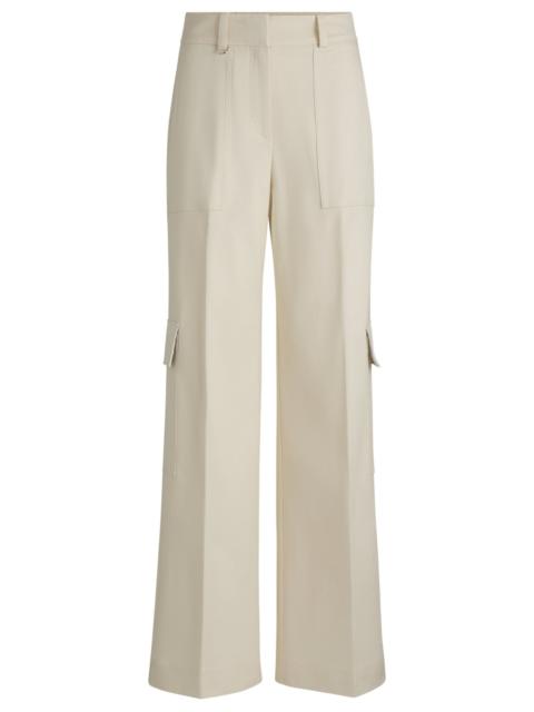 BOSS LOOSE-FIT CARGO TROUSERS IN STRETCH-COTTON TWILL