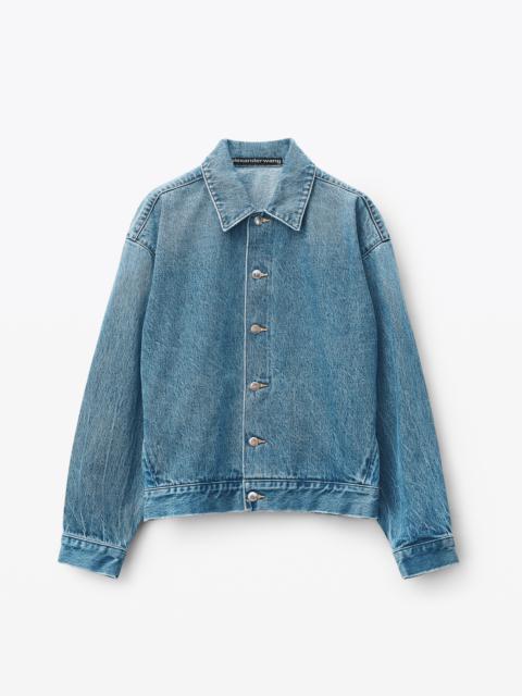 Alexander Wang INVISIBLE ZIP BOY JACKET IN INDIGO DENIM