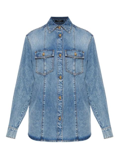 Balmain point-collar denim shirt