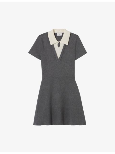 Claudie Pierlot Contrast Skater Woven Mini Dress