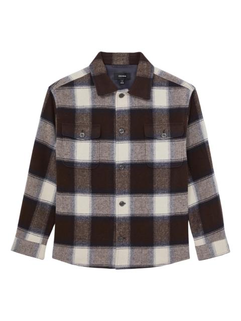 REISS Men's McFadden Checked Wool-Blend Overshirt - Navy Multi