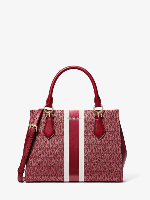 MICHAEL KORS Marilyn Medium Signature Logo Stripe Satchel