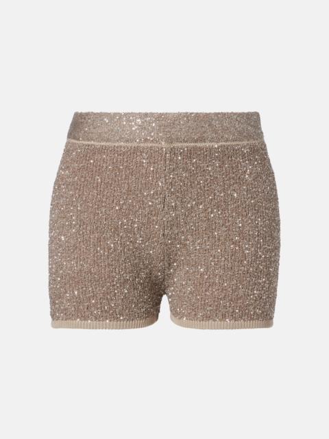 Brunello Cucinelli Sequined ribbed-knit cotton shorts