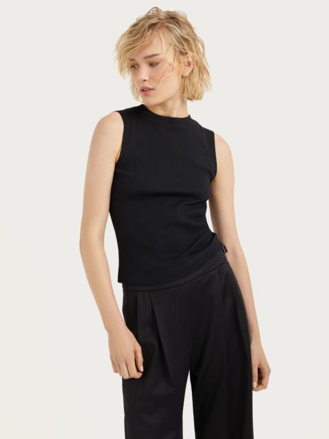 Cotton ribbed jersey top with monili