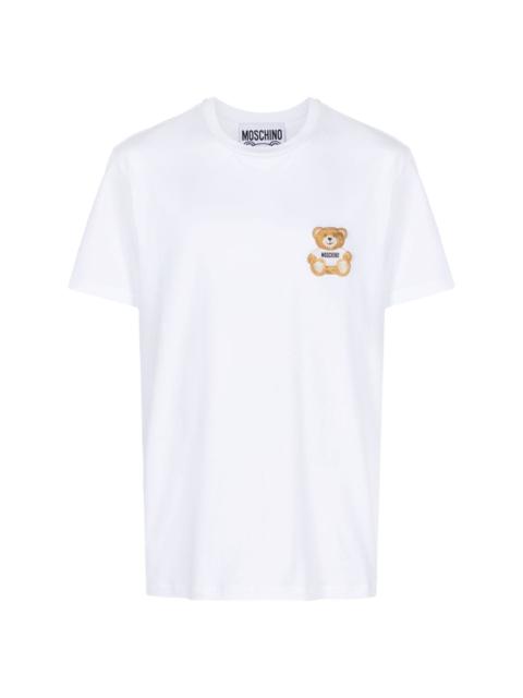 Teddy Bear-embroidered cotton T-shirt