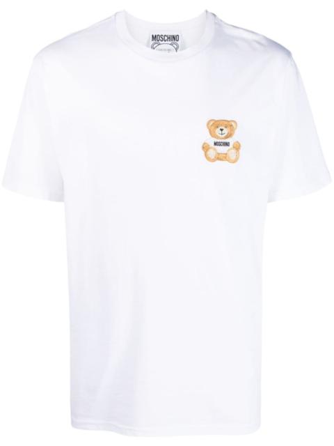 Teddy Bear-embroidered cotton T-shirt