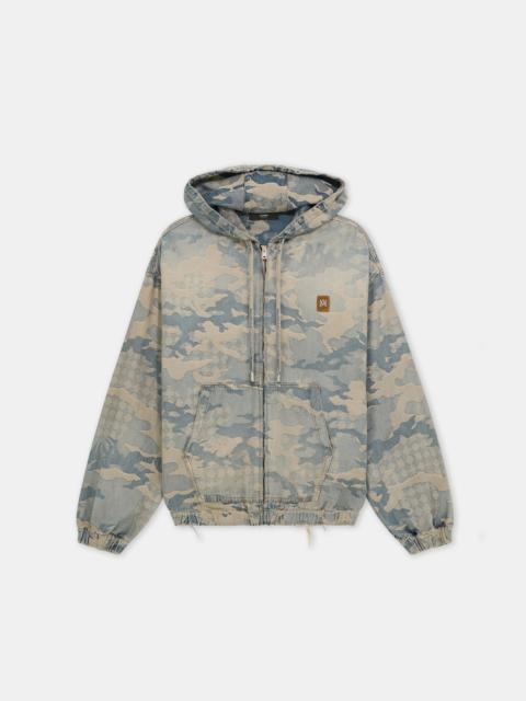 AMIRI CAMO JACQUARD DENIM ZIP HOODIE