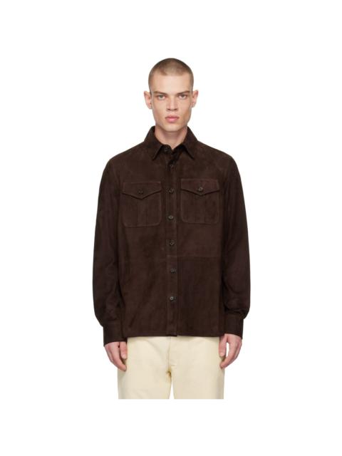 Ralph Lauren Brown Spread Collar Suede Jacket