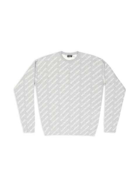 BALENCIAGA Men's Mini Allover Logo Sweater in Grey